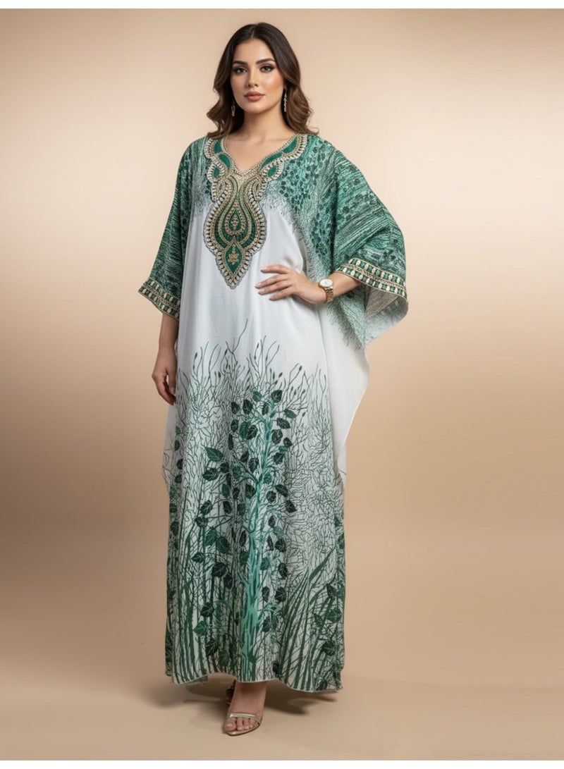 الايا كفتان شيفون مطرز يدوياً بشيكانكاري - Image 1